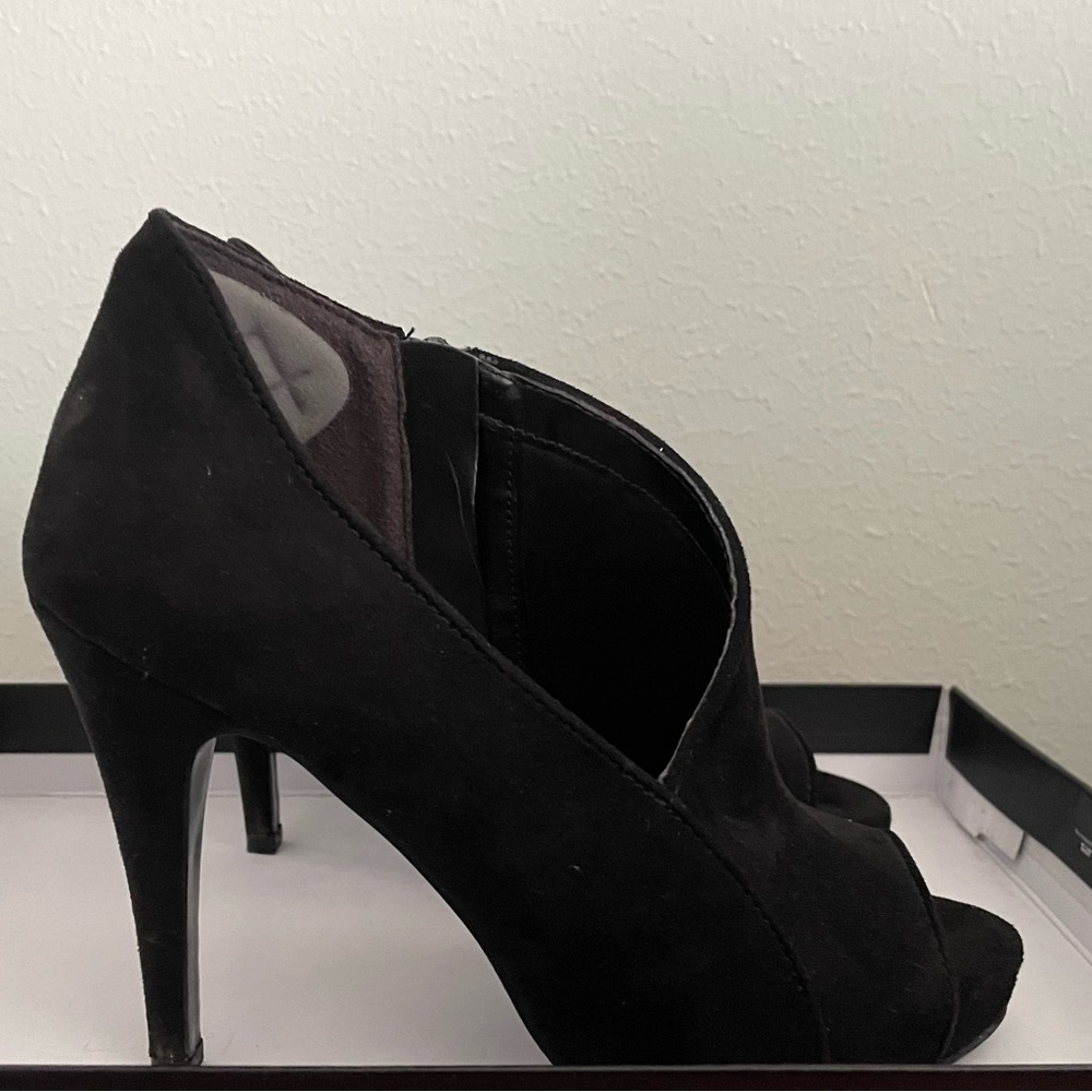 Fergie Black suede booties.